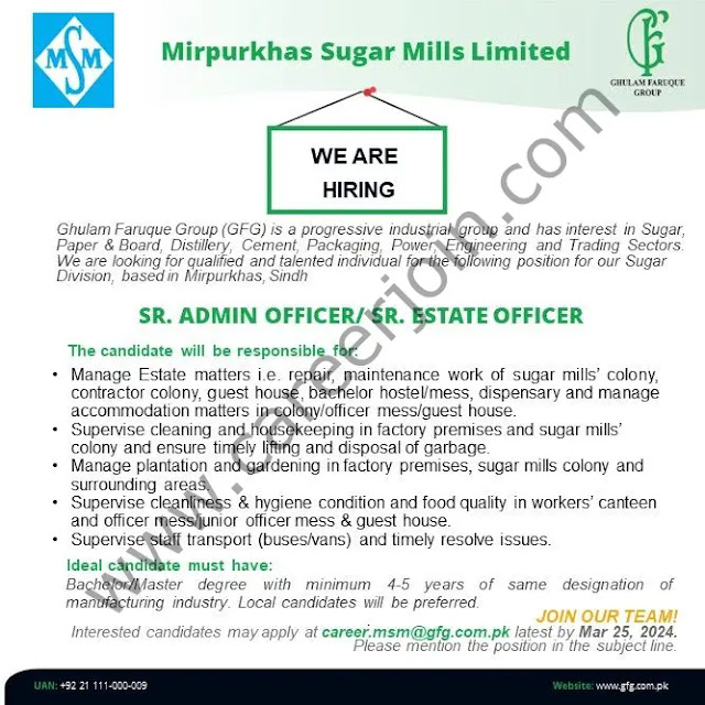 Mirpurkhas Sugar Mills Limited Latest Jobs in Mirpurkhas March 2024