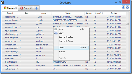 Clear cookies in Google Chrome