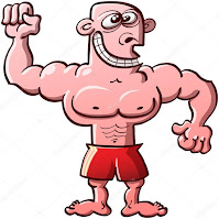 Funny bodybuilder flexing cartoon