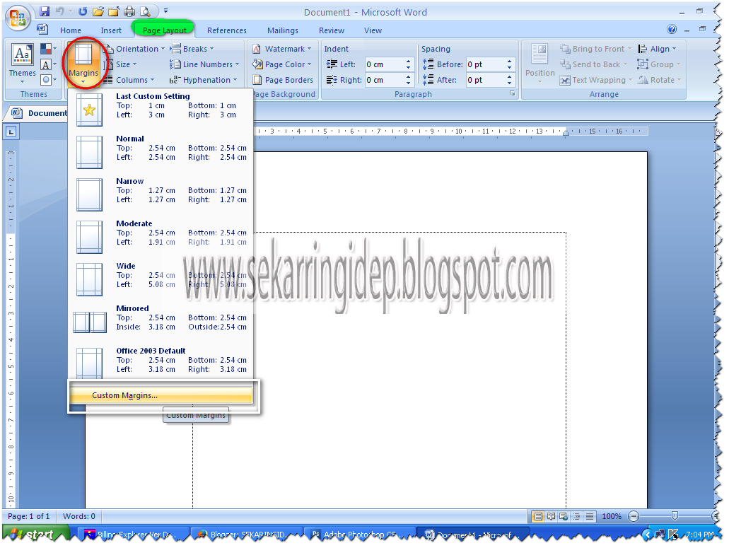 Mengatur Ukuran Kertas folio F4 di Microsoft Word 