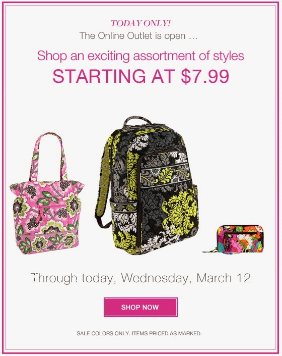 Vera Bradley 2014 Outlet Sale: Prices Starting at 7.99