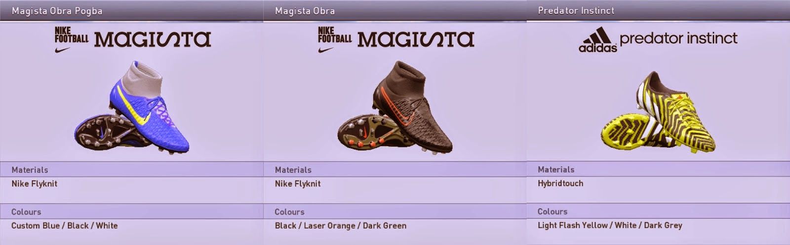 PES 2015 PC: Mini boot pack Nike Magista + Adidas Predator by ggunners