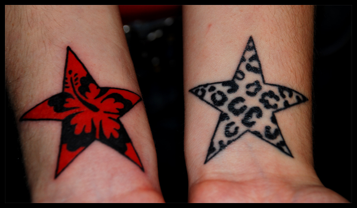 The fifth of my Star Wrist Tattoos is this cute little trio of red stars 