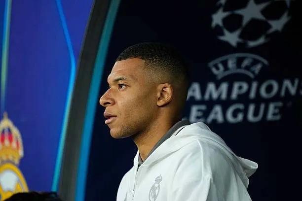 Kylian Mbappé, centre-forward for Real Madrid and France, during the UEFA Champions League 2024/25 quarter-final first leg match between Arsenal FC and Real Madrid C.F. at Arsenal Stadium on April 8, 2025, in London, England. Photo by Jose Breton/Pics Action
