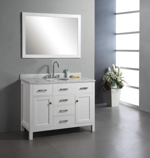  Abodo 48 inch Transitional Bathroom Vanity White Finish Set