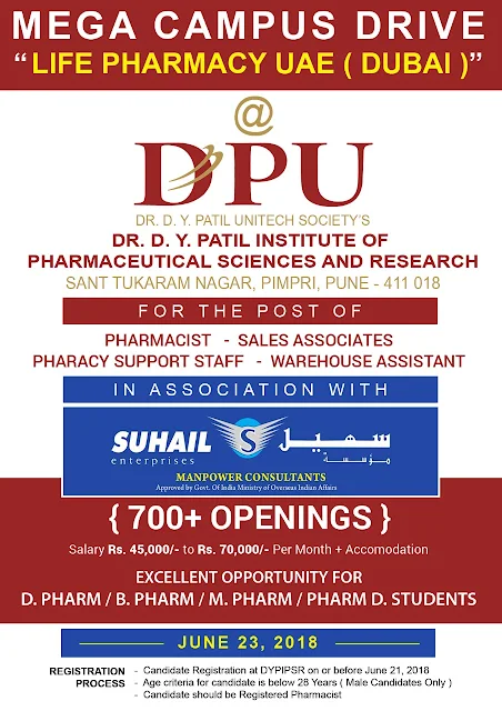 Dr. D. Y. Patil Institute of Pharmaceutical science and research, Sant Tukaram Nagar, Pimpri, Pune.