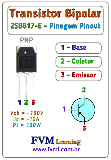 Datasheet-Pinagem-Pinout-transistor-PNP-2SB817-E-Características-Substituição-fvml