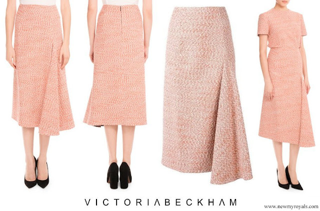 Countess of Wessex wore Victoria Beckham Tweed Side-Drape Midi Skirt