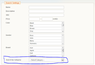 Category search option to advanced search Magento