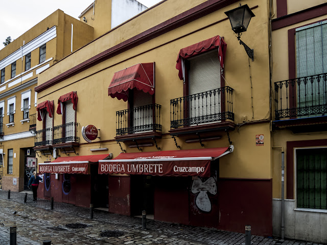 lluvia en Sevilla, calle de Sevilla, dia de lluvia, otoño en Sevilla, bodega umbrete, adoquines