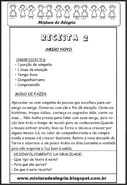 Trabalhando com receitas em sala de aula