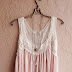 Romantic bohemian gypsy tunic with nude blush lace and crochet neckline