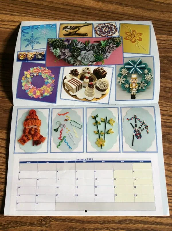 january 2023 calendar page features paper quilling examples