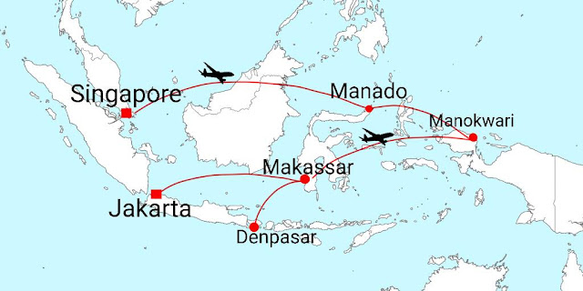 flight route to Manokwari
