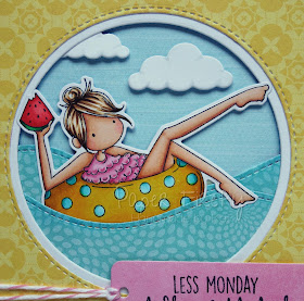 Colourful Summer card featuring Frances loves to float rubber stamp by Stamping Bella