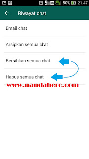 menghapus semua chat wa untuk mengatasi lemot