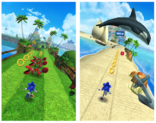  jump and spin your way across stunning  Satu Android :  Sonic Dash v4.7.0 Mod Apk