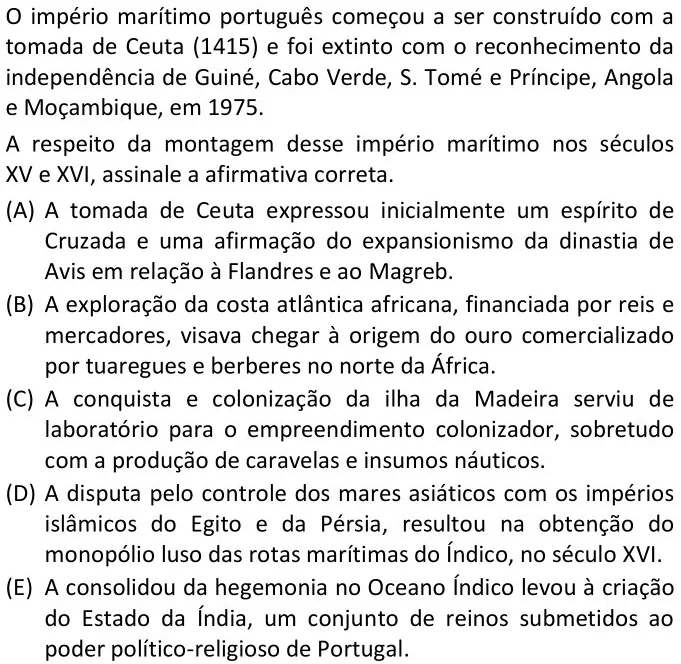 O império marítimo português começou a ser construído com a tomada de Ceuta (1415)