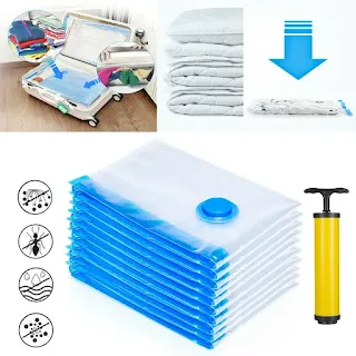 Vacuum Storage Space Saver Bags with Hand Pump for Travel House Organization 10 Pack Set for Duvets Bedding Clothes Pillows Dresses Blankets Storage hown store