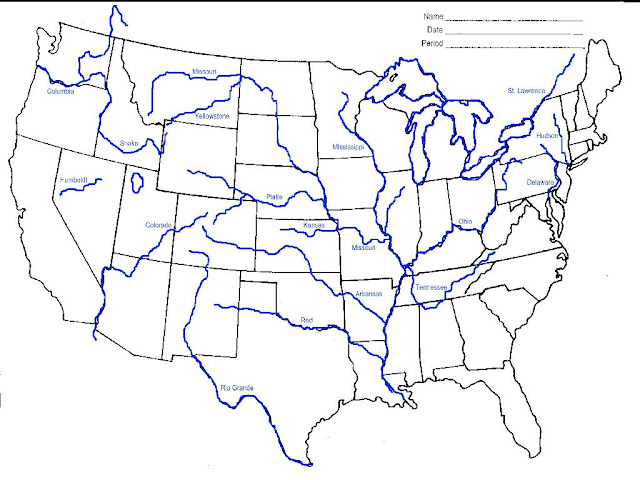 Map Of The Rivers Of The United States 