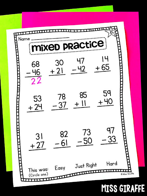 Addition and Subtraction Mixed Practice Worksheets