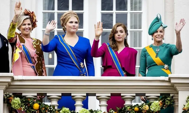 Queen Maxima wore a coat by Claes Iversen. Crown Princess Amalia, Princess Alexia and Princess Laurentien