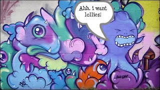 Funy Graffiti Letter Alphabet Bubble with Purple Gradation Color