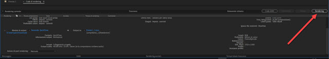 modulo di rendering di after effects