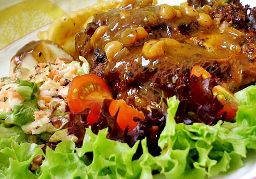 Grilled Chicken Chop & Blackpepper Sauce - Singgahsana Kitchen