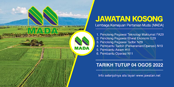 Jawatan Kosong MADA Ogos 2022