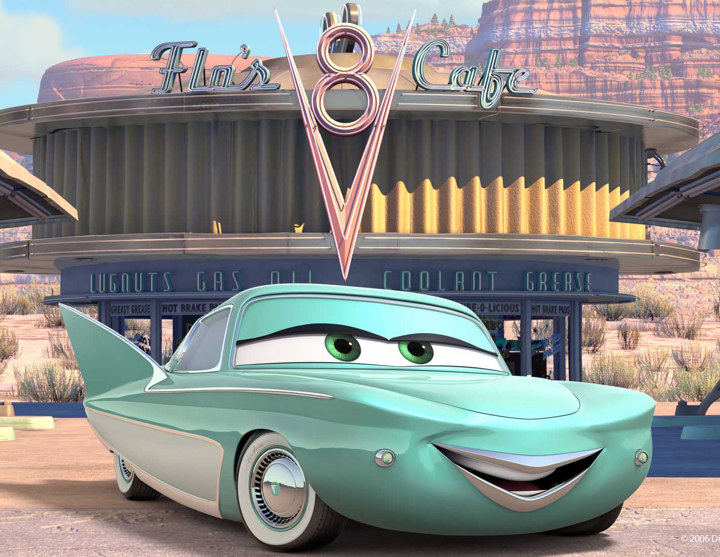 Download 6 Free Disney Cars Flo Cartoon Desktop Wallpaper