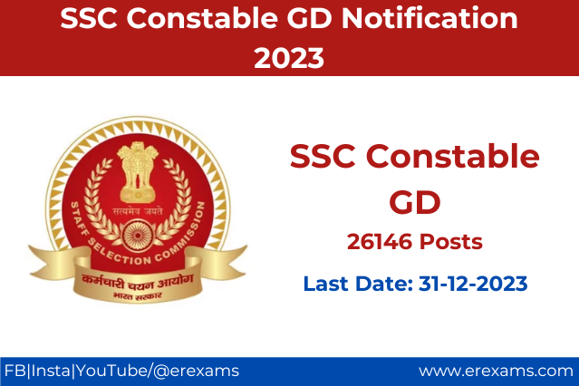 SSC GD Recruitment 2023 Notification Out Apply Online