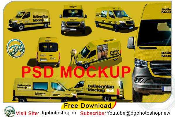 Free Ultra Realistic Delivery Van PSD Mockup Pack