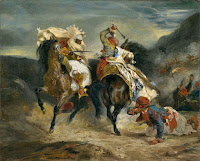 The Combat of the Giaour and Hassan, first verison of three paintings over Lord Byron's 1813 poem, by Eugène Delacroix c.1826