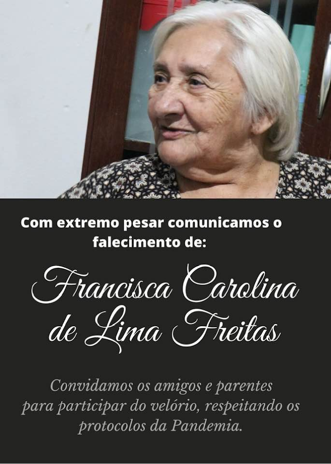 Consternação Em Santana Do Cariri : Falece Francisca Carolina Lima Freitas, Ela Avó Do Secretário De Cultura E Turismo Do Município Ypisilon Félix.