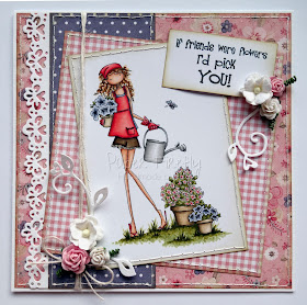 Girly card using Stamping Bella Uptown Girl Pippa loves to plant