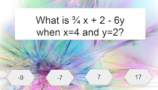 What is ¾ x + 2 - 6y  when x=4 and y=2? Possible answers: -9, -7, 7, 17
