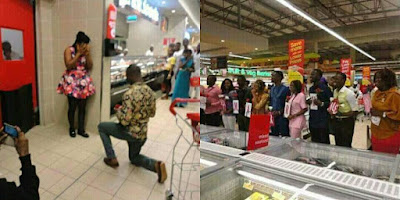 Romantic: Man Proposed To Fiancée At Spar Calabar Mall (@SPARNigeria) (Photos)