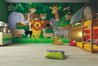 Dormitorio infantil con murales