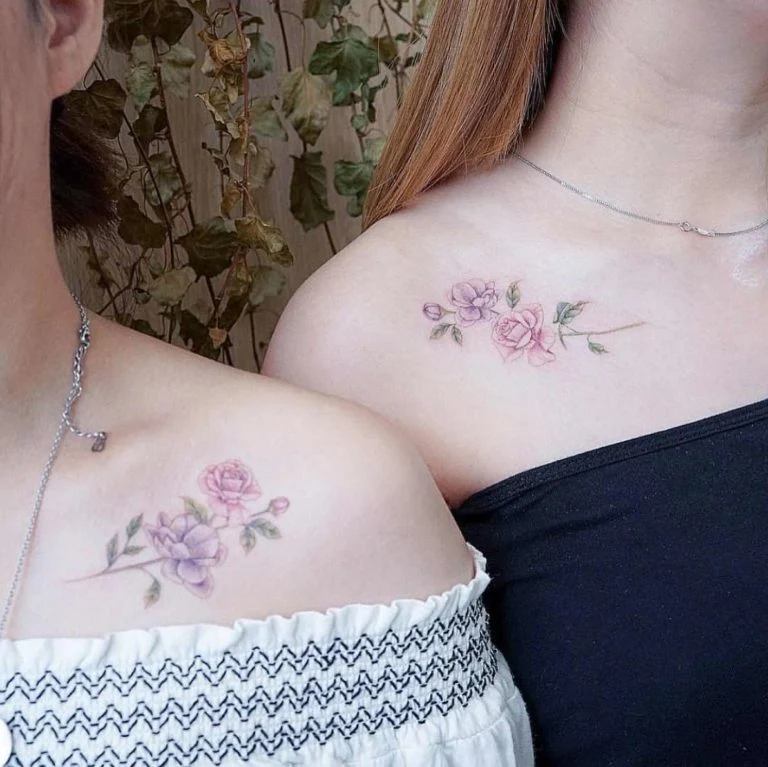 Tatuajes florales de amistad