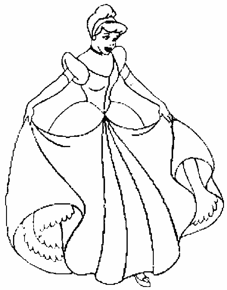 Download Disney Princess Cinderella and Her Gown Coloring Pages ...