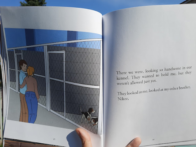 Adjectives and characterization with The Adventures of Noah by Lori Brown. Noah is a rescue dog who found his forever home. Based on a true story.