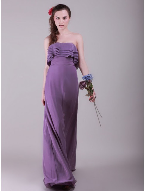 Chiffon Strapless A-Line Vintage Bridesmaid Dress with Layered Bodice