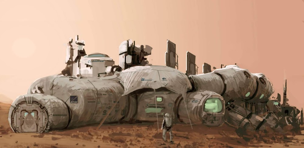 Mars base painting by Romek Delimata