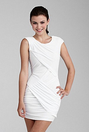 White Sheath Dress on For A White Hot Party Look  Choose This Shirred Sheath Dress From B