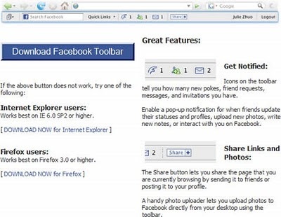 facebook toolbar