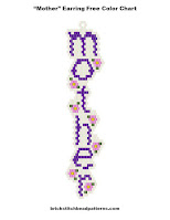Free MOTHER Earring Mother's Day Brick Stitch Seed Bead Pattern