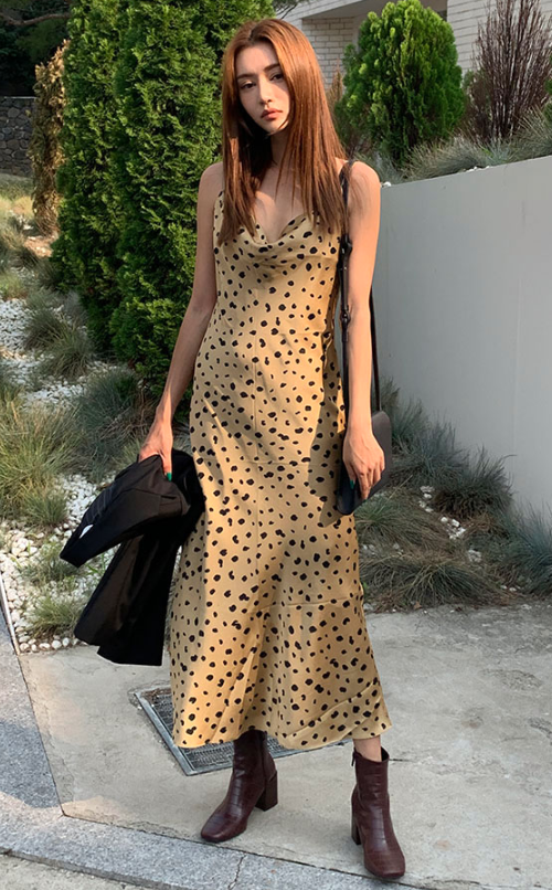 Irregular Dot Long Cami Dress