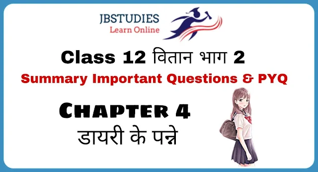 Solutions class 12 Core hindi वितान Chapter 4 - डायरी के पन्ने