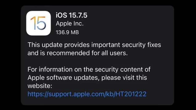蘋果發布iOS 15.7.5修復漏洞，為舊設備帶來安全改進